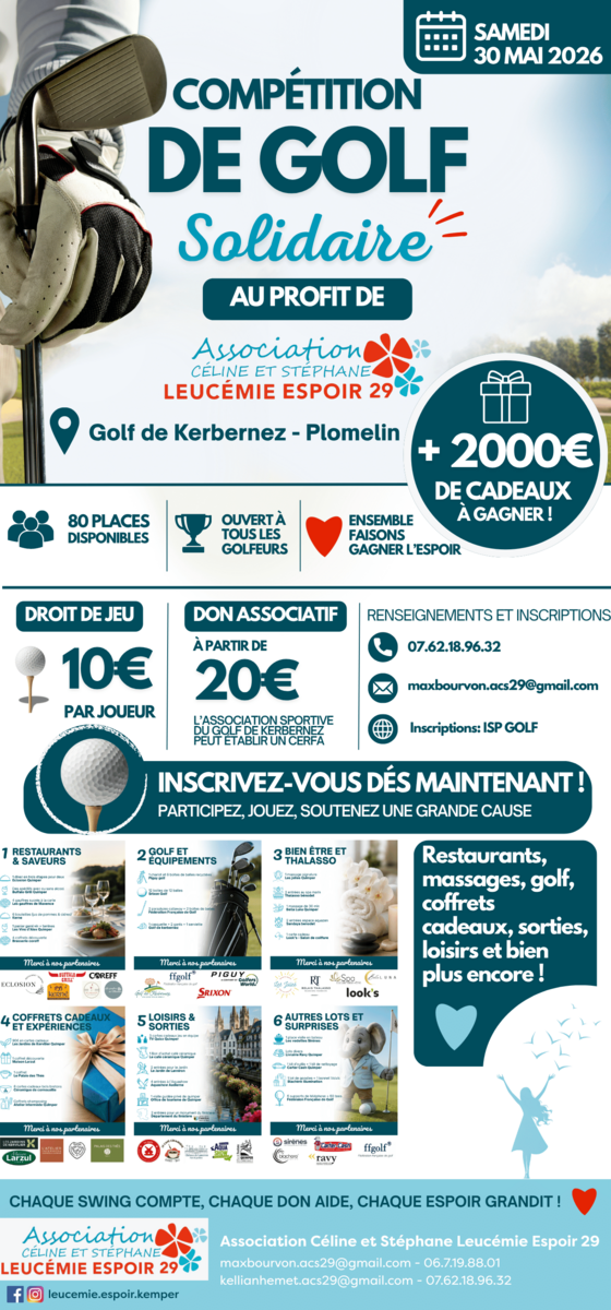 Compétition Céline et Stéphane Leucémie Espoir 29 au golf de Kerbernez