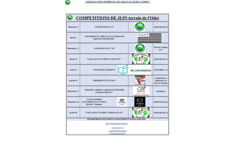 CALENDRIER COMPETITIONS JUIN/JUILLET