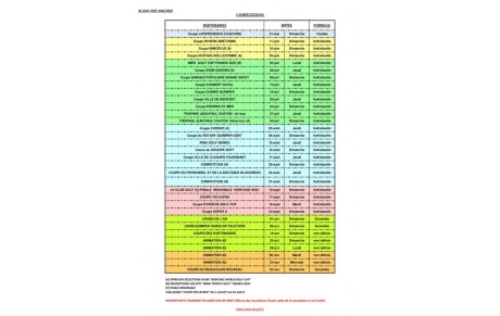 CALENDRIER DES COMPETITIONS