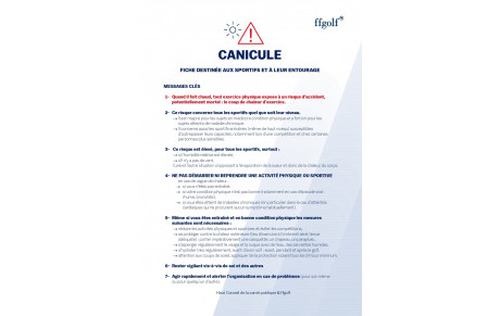 Information canicule. Fiche destinée aux sportifs et leur entourage 